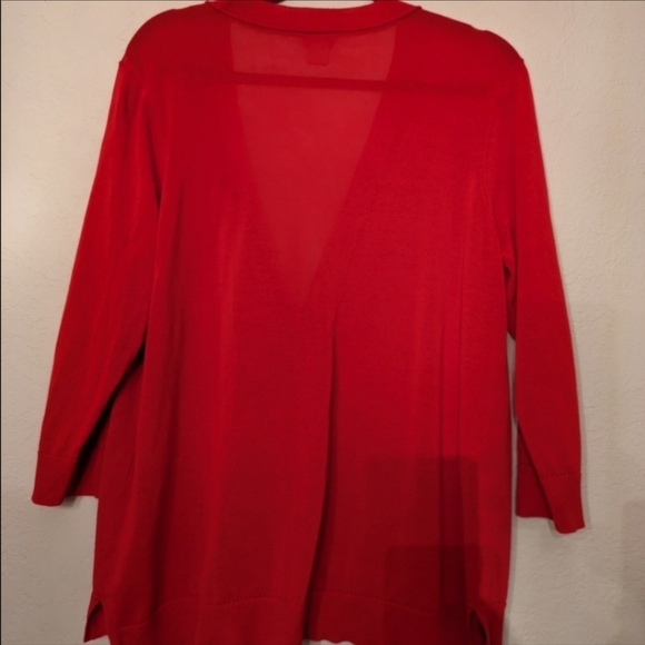 Chico's Three Button Cardigan Sweater  Office Career  Layering Red Razberry L - Picture 4 of 7